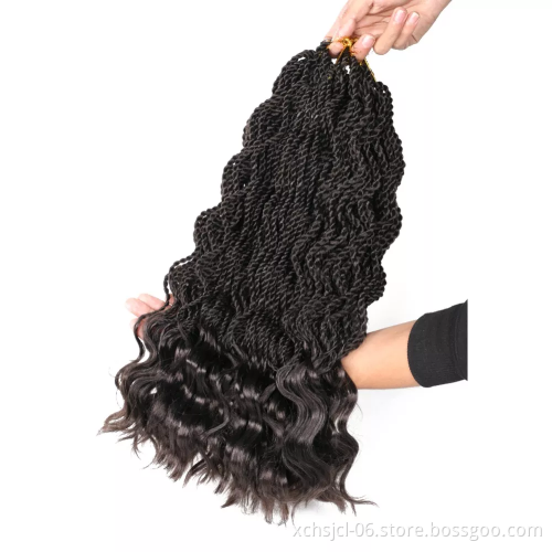 Wholesale Price Wavy Senegalese Twist Crochet Hair Curly Ends 14inch Braids Synthetic Hair Extension Small Mambo Twist Braiding